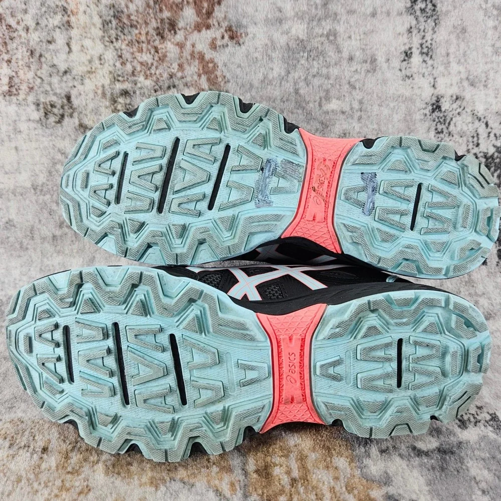 Asics Gel Venture 8 Sneakers Womens 10 Black Aqua Trail Running Shoes‎ 1012A708